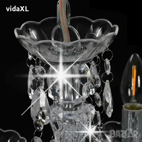 vidaXL Полилей с кристали, сребрист, кръгъл, 5 х Е14, снимка 4 - Полилеи - 56146466