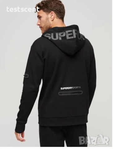 Мъжко спортно горнище с качулка SUPERDRY Mens GymTech Zip Up Hoodie – Black Muscle Fit XL черно, снимка 3 - Суичъри - 52966047