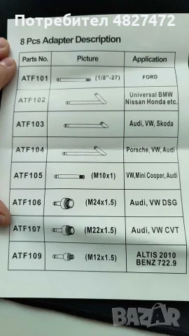 Ръчна помпа за масло на автоматични скоростни кутии 7.5L / ATF Fluid Pump комплект с адаптери., снимка 5 - Аксесоари и консумативи - 56219879