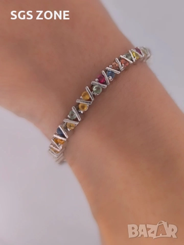 нежна сребърна гривна с мултитурмалин