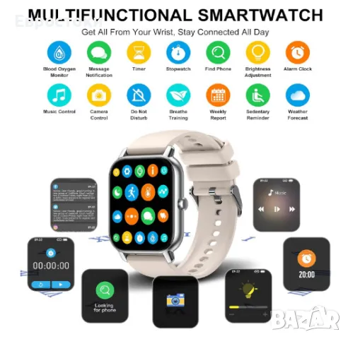 Смарт часовник Nerunsa с отговаряне/осъществяване на повиквания, 1,85" дисплей, фитнес тракер, снимка 4 - Смарт гривни - 47827248