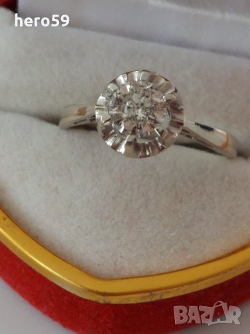 Златен 750 проба дамски пръстен с брилянт 0.9 карата диамант, снимка 7 - Пръстени - 35474173