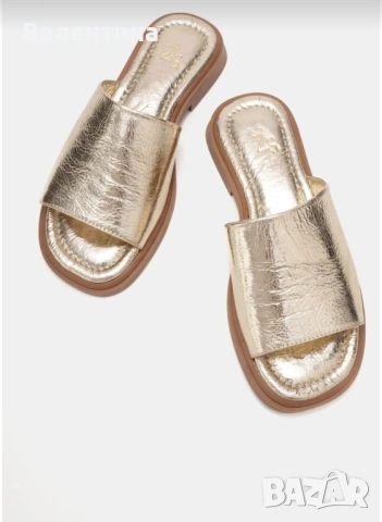 Чехли естествена кожа златни 36 номер , снимка 8 - Чехли - 54041220