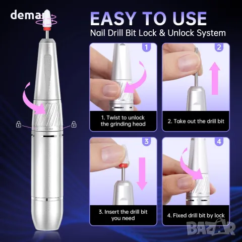 Безжична пила за нокти CHRISTINE SHELLY 35000RPM, презареждаща се, снимка 3 - Продукти за маникюр - 50434254