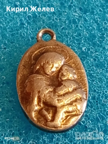 Стара сребърна висулка Свети Йосиф с Младенеца Исус ювелирна изработка 50971, снимка 4 - Колиета, медальони, синджири - 52651400