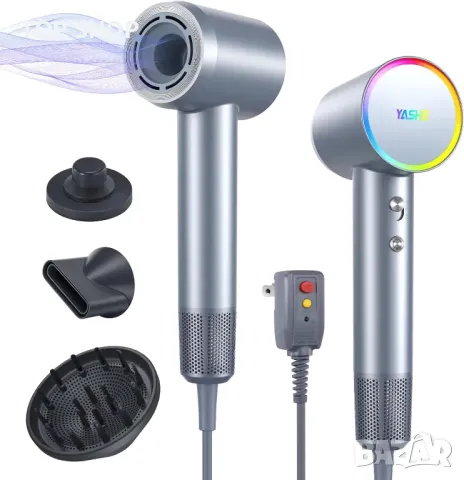 Сешоар YASHE, 110 000 RPM Професионален сешоар с отрицателни йони с дифузер, 1400 W високоскоростен