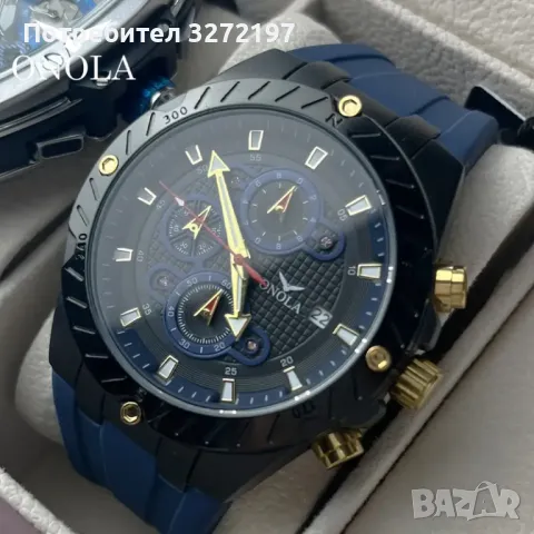 ONOLA кварцов часовник, хронограф, дата, водоустойчив, силиконова каишка, снимка 5 - Мъжки - 48032087