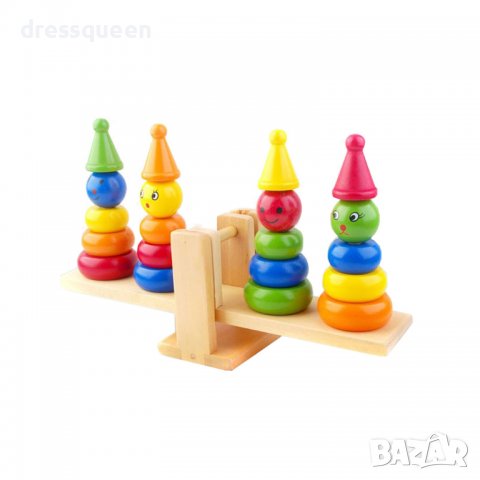 3575 Дървена играчка за сортиране и баланс