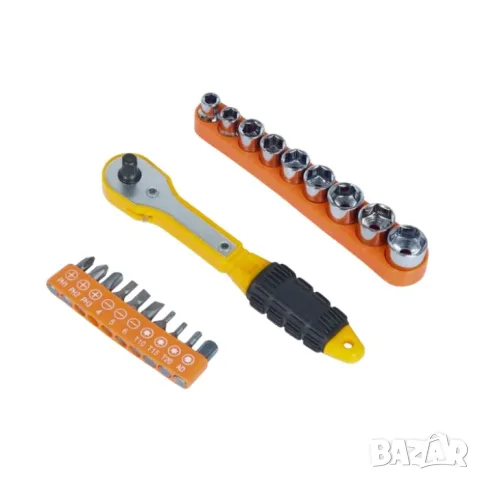 Мини тресчотка 1/4'' с вложки и битове 20 части