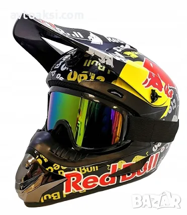 Каска Red Bull Крос Мотор/Скутер/Бъги/Вело/АТВ-+ очила -32153, снимка 3 - Аксесоари и консумативи - 49338974