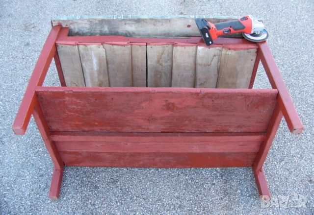 Българска Дървена Шлосерска Работнa МАСА 103x58x67 см Плот Тезгях с Балатум и Рафтове Стелажи БАРТЕР, снимка 5 - Други инструменти - 51947004