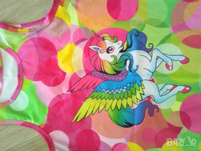 Детска лятна рокля с еднорог размер 7-8 г., снимка 2 - Детски рокли и поли - 50730063