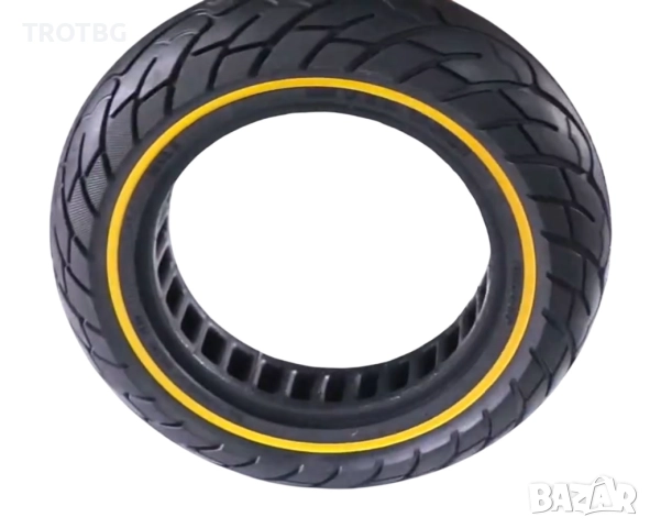 Плътна гума 60/70-6.5 (10x2.5) инча Honeycomb с жълт ринг за Ninebot Max G30, Xiaomi Mi4 и Zero 10