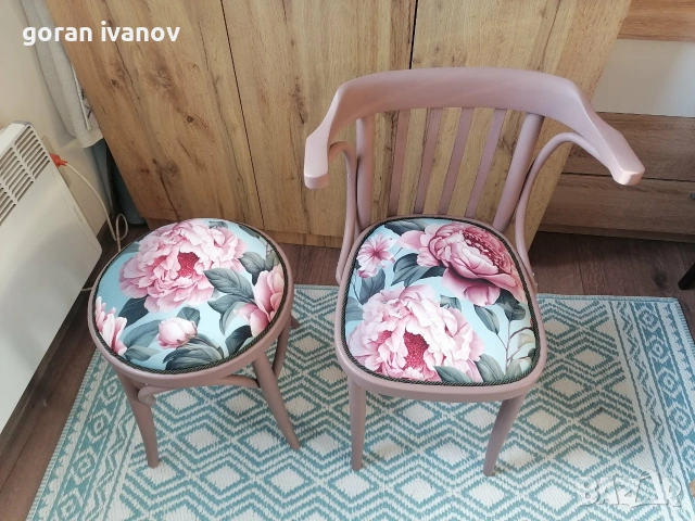 Продава стол и табуретка , снимка 2 - Столове - 53330193