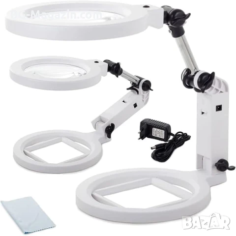 Професионална голяма увеличителна настолна лупа с LED осветление за четене гоблени бродиране шиене, снимка 5 - Други инструменти - 50921104