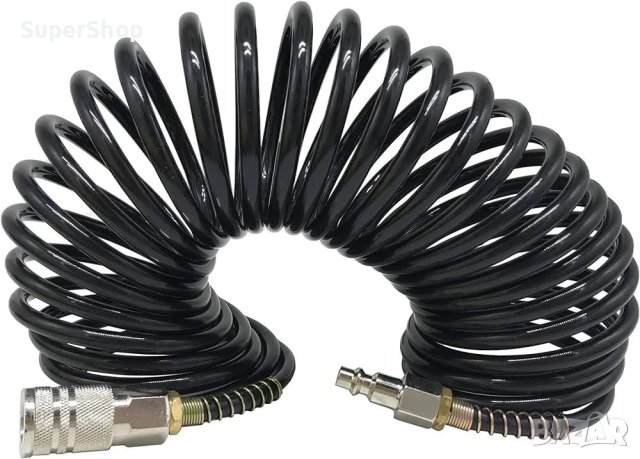 Спирален маркуч за въздух с бързи връзки HAWEK 10 15 20 метра маркучи, снимка 2 - Други инструменти - 42833310