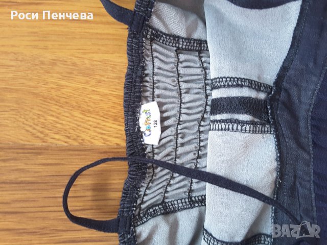 Елегантна тъмно синя рокля от тънък деним/до 128 см, снимка 4 - Детски рокли и поли - 38392465