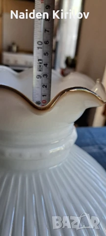 полилей от месинг, порцелан и стъкло , снимка 8 - Полилеи - 50598413
