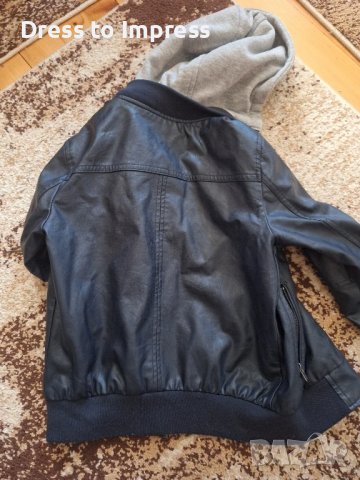 Детско кожено синьо яке OVS 128 см, снимка 3 - Детски якета и елеци - 50675233