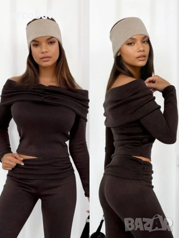 Дамски комплект от две части с отворени рамене, 5цвята , снимка 12 - Комплекти - 52674586