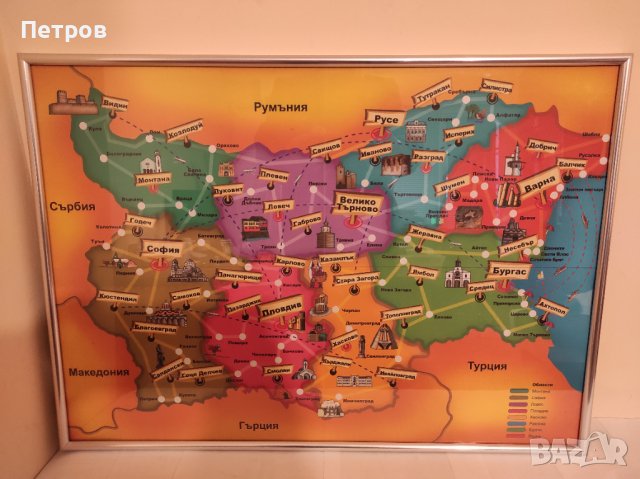 Карта на България за Деца, ЗА рамка 50Х70см.