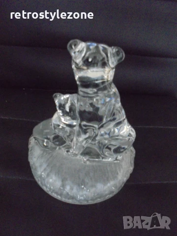 № 8150 Стъклена фигура   - стъклена декоративна фигура, изобразяваща лъв с малкото си лъвче , снимка 3 - Други ценни предмети - 51032509