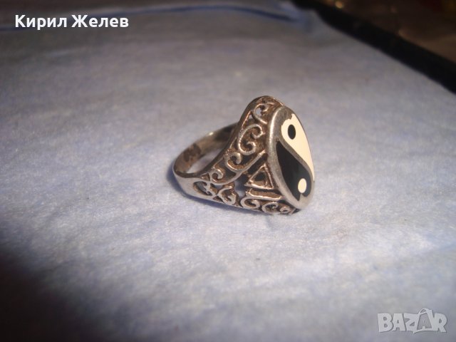 ИН и ЯН МАРКОВ ВИНТИДЖ СРЕБЪРЕН ЕМАЙЛИРАН АЖУРЕН ПРЪСТЕН СРЕБРО 925 МАЙСТОРСКА ИЗРАБОТКА 28758