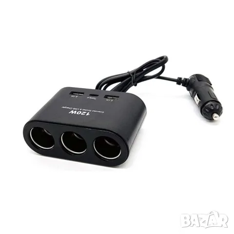 Разклонител за запалка с 3 гнезда 2 USB и Type-C порт