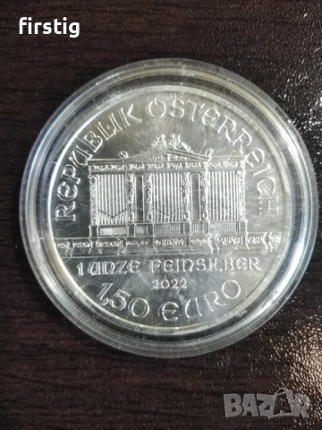 Сребърна монета Виенска Филхармония 31.1 грама , снимка 2 - Нумизматика и бонистика - 52910407