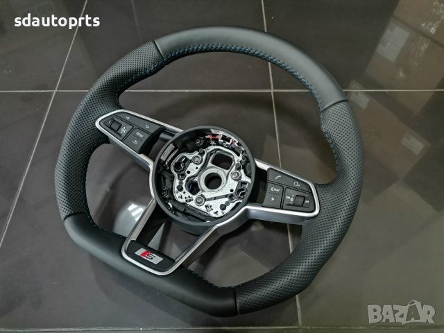 Нов Спортен Волан Audi TTS 8S S Line A3 8V A1 A4 A6 A7 Кожа Напа Син Шев, снимка 3 - Части - 44491958