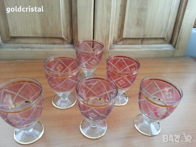Ретро стъклени чаши гравирани , снимка 5 - Антикварни и старинни предмети - 39805761