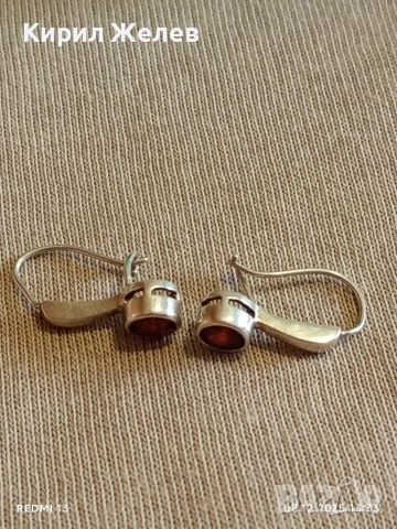 Елегантни сребърни обеци с ювелирно фасетиран ГРАНАТ майсторска ръчна изработка 42512, снимка 7 - Обеци - 52689404
