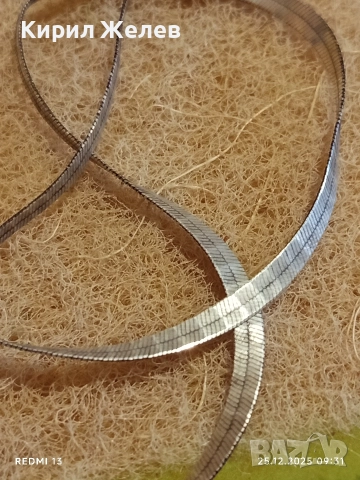 Нежен лентовиден сребърен ланец Ретро Арт бижу 26461, снимка 7 - Колиета, медальони, синджири - 52895544