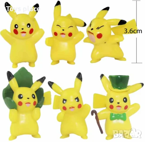 Лот 6 броя фигурки Пикачу подходящи за торта Покемон