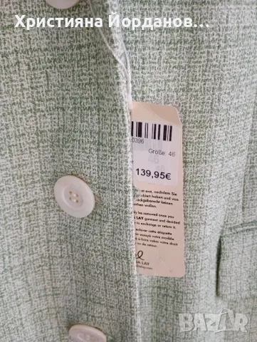 Елегантно дизайнерско сако цвят мента с ЕТИКЕТ , снимка 2 - Сака - 49090899