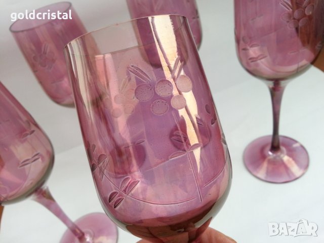 Ретро стъклени чаши цветно стъкло , снимка 2 - Антикварни и старинни предмети - 37552691