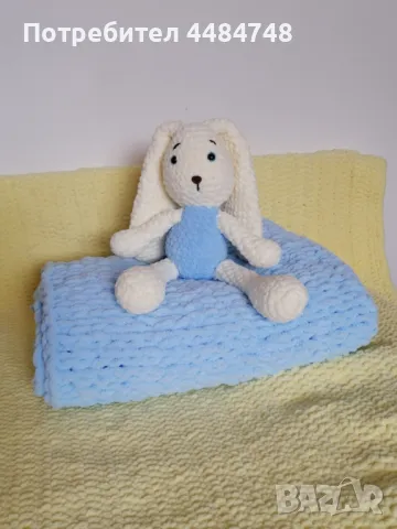 Комплект плюшено одеалце  и зайче 