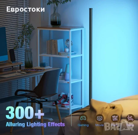 BEDEE LED RGB подова лампа, ъглова смарт лампа, 16 милиона цвята, музикална синхронизация, снимка 6 - Лампиони - 50747121