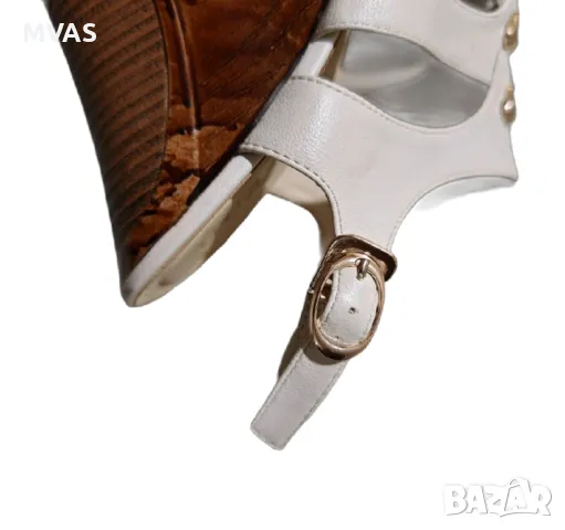 Нови дамски сандали на платформа кремави светло бежови, снимка 4 - Сандали - 49742507