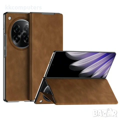 Кожен Калъф за Oppo Find N6 5G - Nappa текстура, Стойка, Слот за карта, Магнитен, 3 Цвята, снимка 3 - Калъфи, кейсове - 54267315