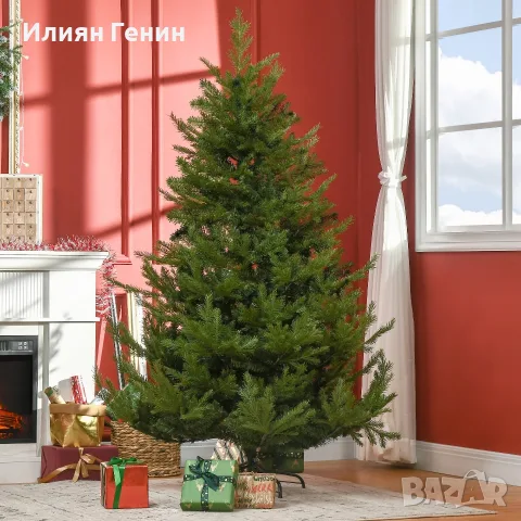 Коледна елха HOMCOM, изкуствена ела, снимка 2 - Изкуствени цветя - 56549351