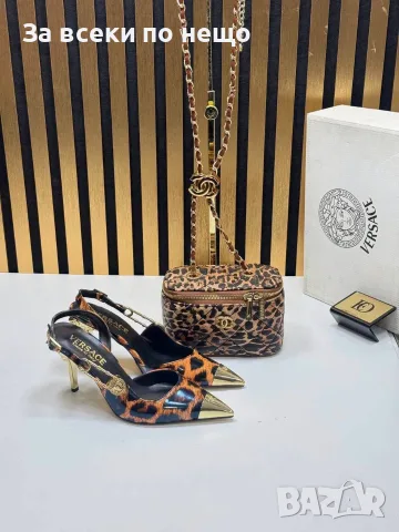 Versace Дамски Леопардови Обувки С Ток Каишка И Златен Връх Код SEM-718, снимка 7 - Дамски обувки на ток - 55972577