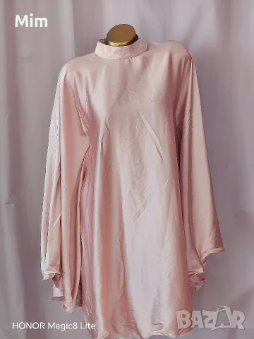 M/L Розова, сатенена много ефектна рокля / перелина /, снимка 3 - Рокли - 56204566