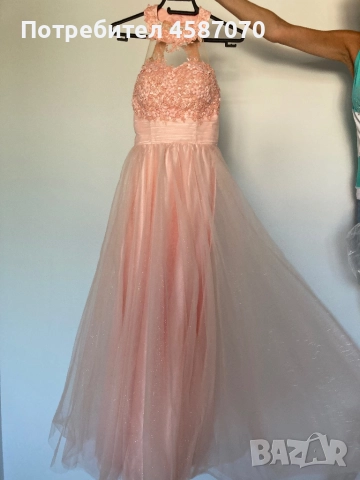 Бална рокля прасковен цвят, снимка 3 - Рокли - 51625966