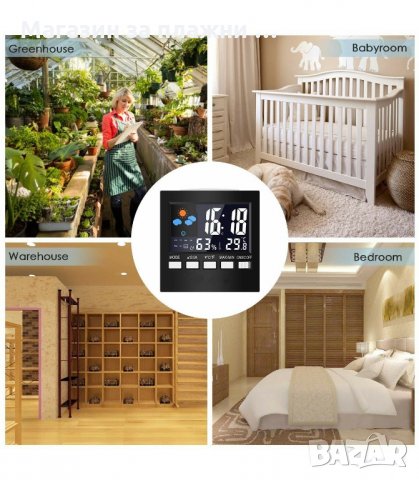 Настолен Влагомер-термометър с часовник - код 2159, снимка 6 - Други стоки за дома - 34225955