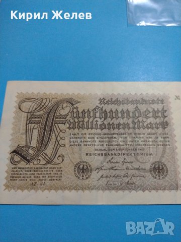 Райх банкнота - 500 Милиона марки 1923 година Германия - за колекция - 18892, снимка 2 - Нумизматика и бонистика - 31186523