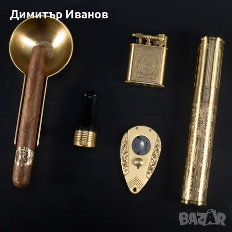 Подаръчен комплект от пепелник,запалка,ножица,туба,стойка за пури, снимка 2 - Други - 51015930