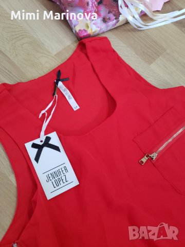 Червен топ със странични ципове и джобче Jennifer Lopez ♥ , снимка 4 - Корсети, бюстиета, топове - 30554778