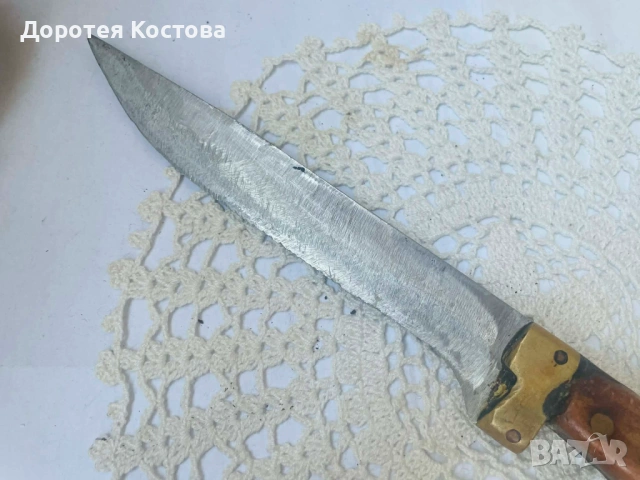 Красив стоманен н0ж с месинг и глава на куче, снимка 9 - Антикварни и старинни предмети - 53989159