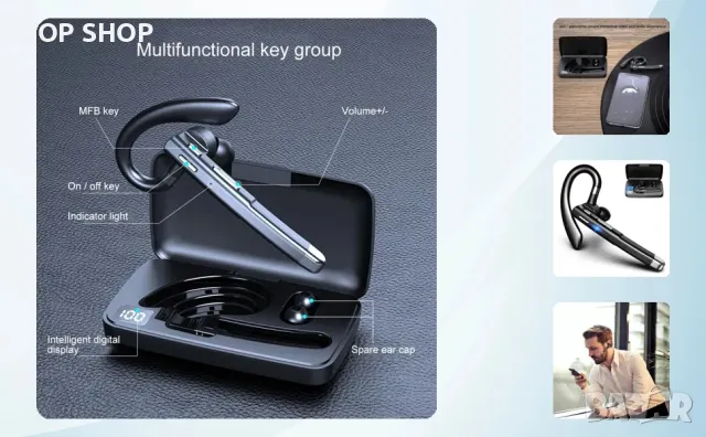 Bluetooth бизнес слушалка YYK-520 с кутия за заряд, снимка 7 - Слушалки, hands-free - 48765187